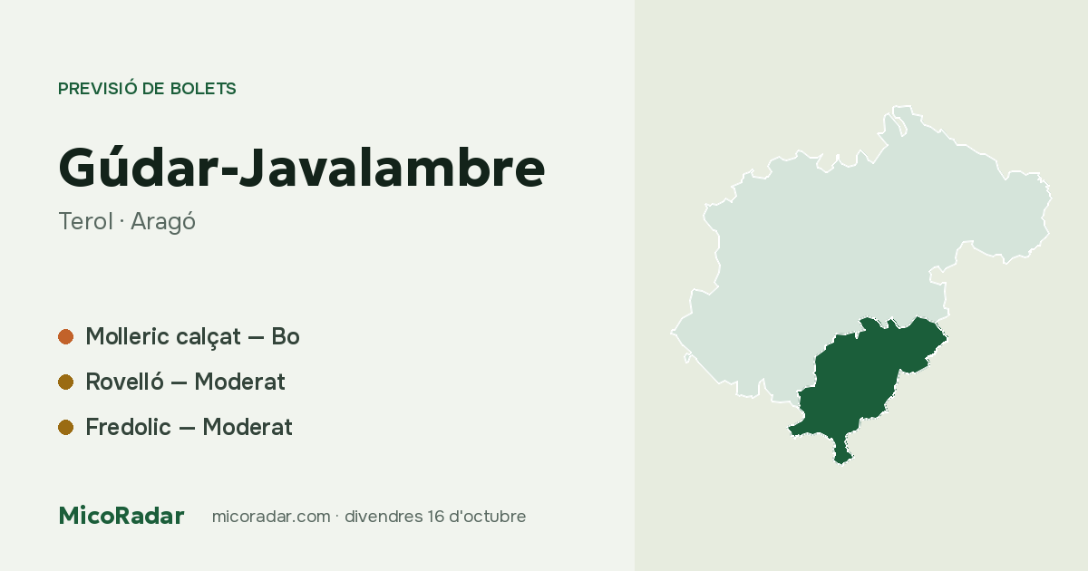 Previsió de bolets d’avui: Gúdar-Javalambre