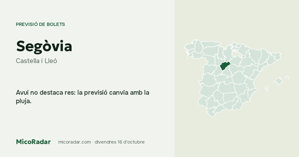 Previsió de bolets d’avui: Segòvia