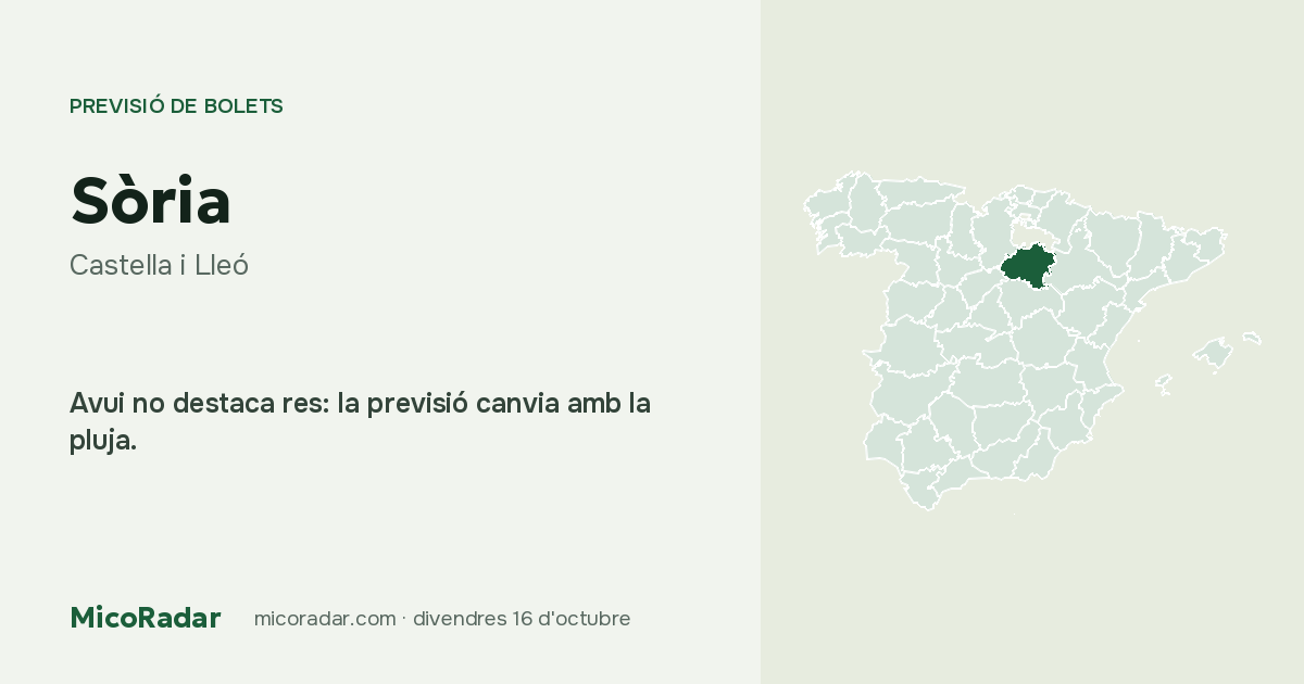 Previsió de bolets d’avui: Sòria